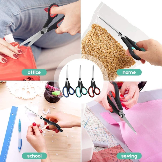 Alt view image 6 of 6 - 8.5" Heavy Duty Scissors All Purpose for Office School Crafts Sewing | 3-Pack, Ultra-Sharp 2.5mm Stainless Blades, Comfort Grip Handles, Left & Right Handed Teacher Desk & Classroom Must-Have