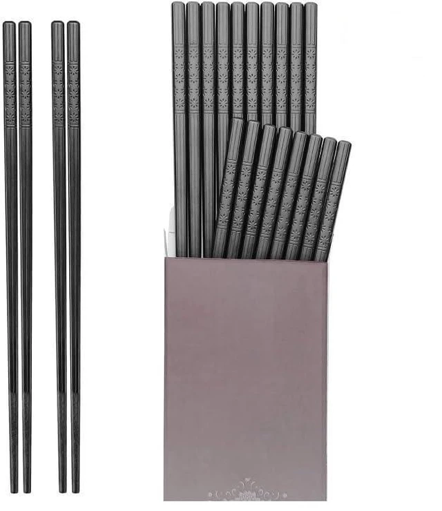Main image of 10 Pairs Fiberglass Chopsticks - Reusable Chopsticks Dishwasher Safe, 9 1/2 Inches - Black