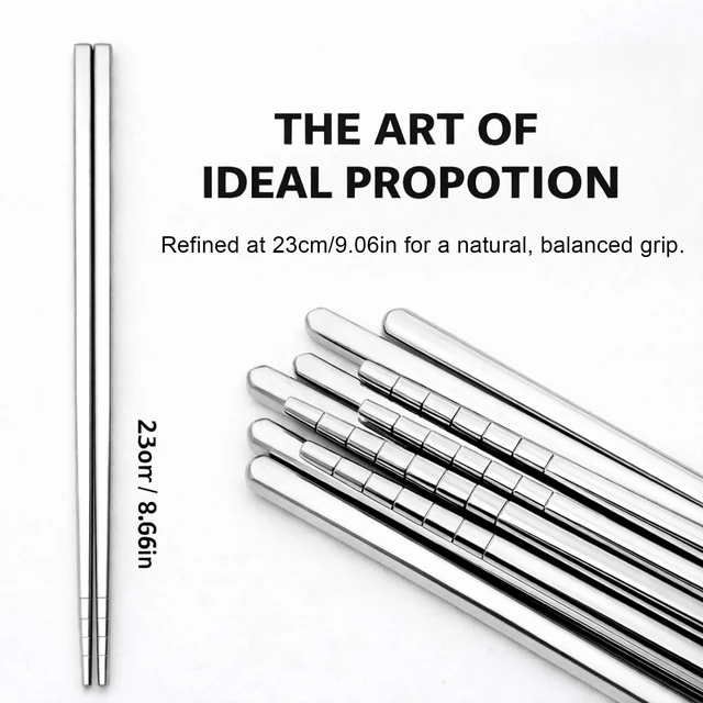 Alt view image 4 of 6 - Stainless Steel Chopsticks, 5 Pairs, Silver | Chopsticks Reusable for Daily Meals, Metal Chopsticks with a Hollow-Core Lightweight Design, Non-Slip Tips, Dishwasher Safe
