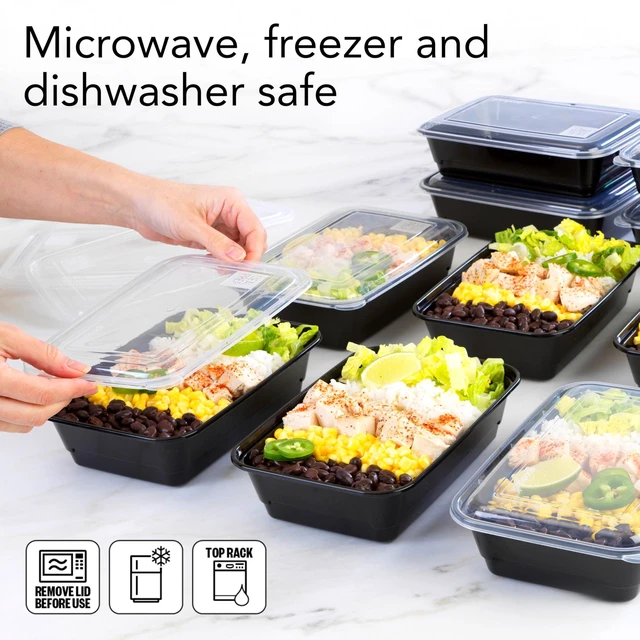 Alt view image 3 of 7 - Meal Prep Containers, Single Compartment 10-Pack | BPA-Free Reusable Food Storage, Microwave & Freezer Safe, Stackable Meal Prep Containers for Lunches and Snacks