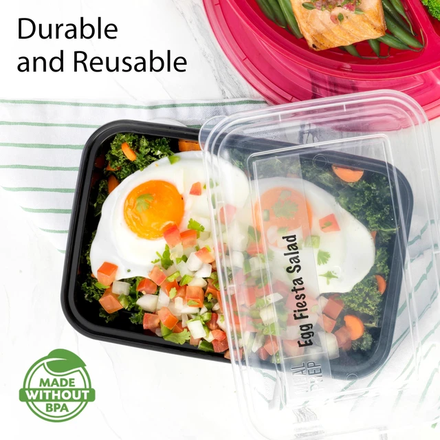 Alt view image 4 of 7 - Meal Prep Containers, Single Compartment 10-Pack | BPA-Free Reusable Food Storage, Microwave & Freezer Safe, Stackable Meal Prep Containers for Lunches and Snacks