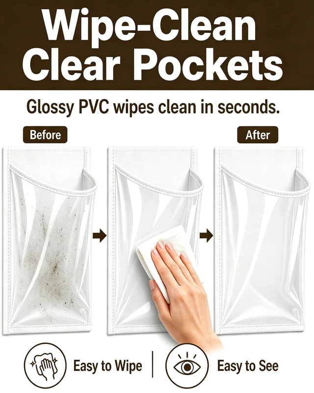 Alt view image 7 of 7 - Over-the-Door Shoe Organizer with 24 Crystal Clear Pockets, White | Waterproof Heavy-Duty Hanging Shoe Storage Rack with Metal Hooks for Closet, Space Saving for Accessories and Toys