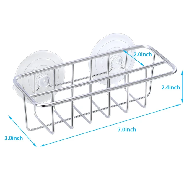 Alt view image 5 of 7 - Sink Caddy Sponge Holder for Kitchen Sink Dish Cloth Hanger 2 Suspension Options(Suction Cups and Adhesive Hook), SUS304 Stainless Steel, Silver