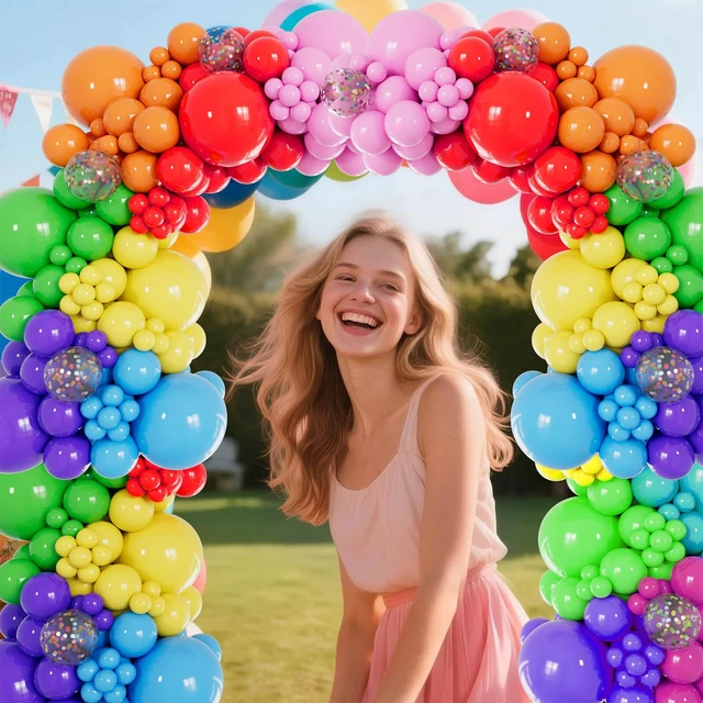 Alt view image 6 of 7 - Rainbow Balloons 110 Pack 12 Inch Assorted Color Ballons Helium Latex Balloons for Birthday Wedding Party Balloons for Kid's-Multi.