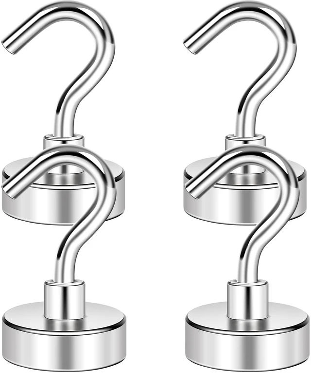 Main image of Magnetic Hooks for Cruise Cabins 30LBS Heavy Duty Magnet Hook 4 P | Strong Magnets Door Metal Ship Walls Essentials 2026 Classroom Refrigerator Locker Hanging Neodymium Kitchen Fridge Silver