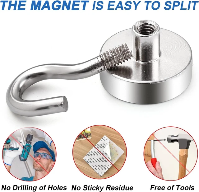 Alt view image 5 of 7 - Magnetic Hooks for Cruise Cabins 30LBS Heavy Duty Magnet Hook 4 P | Strong Magnets Door Metal Ship Walls Essentials 2026 Classroom Refrigerator Locker Hanging Neodymium Kitchen Fridge Silver