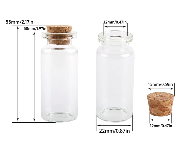 Alt view image 3 of 5 - 24PCS 10ml Glass Bottles Mini Vials with Cork Stoppers for DIY Decor | small jars mini glass bottles Tiny Glass Vials corks lid Wedding Party Favors Art Crafts Storage Container message bottle