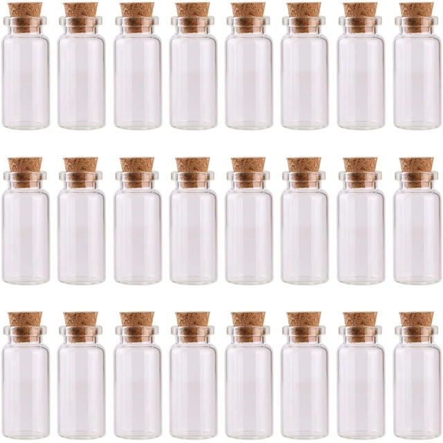 Main image of 24PCS 10ml Glass Bottles Mini Vials with Cork Stoppers for DIY Decor | small jars mini glass bottles Tiny Glass Vials corks lid Wedding Party Favors Art Crafts Storage Container message bottle
