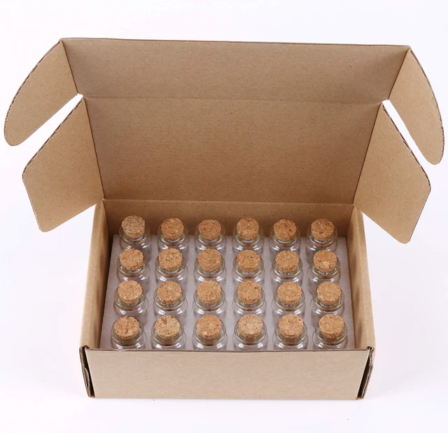 Alt view image 5 of 5 - 24PCS 10ml Glass Bottles Mini Vials with Cork Stoppers for DIY Decor | small jars mini glass bottles Tiny Glass Vials corks lid Wedding Party Favors Art Crafts Storage Container message bottle