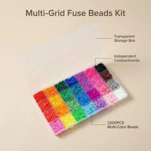 Alt view image 5 of 6 - 2200PCS 28 Colors 5mm Fuse Beads Kit Melty Beads DIY Craft Supplies