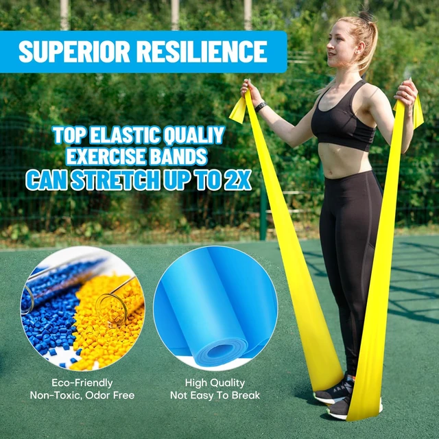 Alt view image 6 of 6 - Professional Resistance Bands for Strength Training, Yoga, Pilates, Stretching, Recovery - Home Gym Exercise Bands