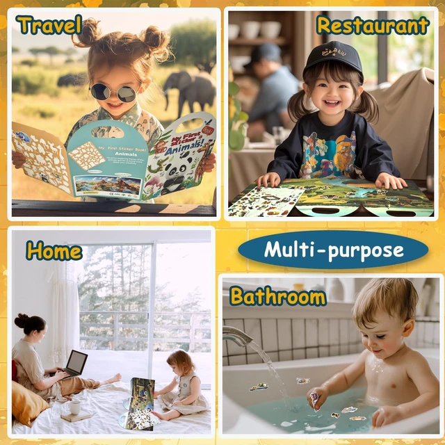 Alt view image 6 of 6 - Reusable Sticker Books 3-Pack for Toddlers 2-4 Years - Vehicles Truck, Animals & Farm Jelly Activity Stickers, Road Trip Travel Essentials Toy for Boys Girls Birthday Gif