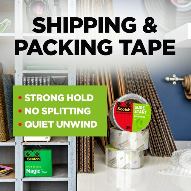 Alt view image 6 of 6 - Scotch Sure Start Shipping Tape 1.88" x 54.6 yd 3" Core Clear 1 Roll (345)