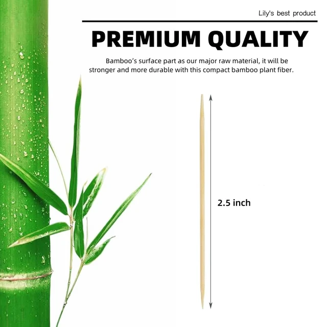 Alt view image 2 of 6 - HOPELF Double-Point Bamboo Toothpicks for Teeth Cleaning, Appetizer, Olive, Barbecue, Fruit, 600 Count
