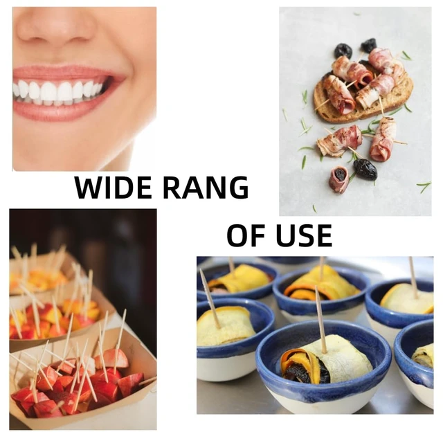 Alt view image 5 of 6 - HOPELF Double-Point Bamboo Toothpicks for Teeth Cleaning, Appetizer, Olive, Barbecue, Fruit, 600 Count