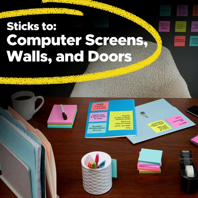 Alt view image 3 of 7 - Post-it Super Sticky Notes 3x3in Neon Fizz 3 Pads 45 Sheets per Pad