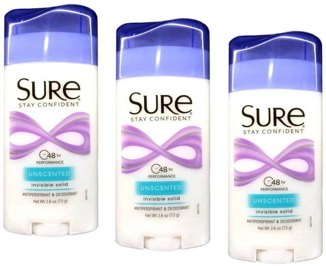 Main image of Sure Deodorant 2.6oz Invisible Solid Unscented Pack of 3