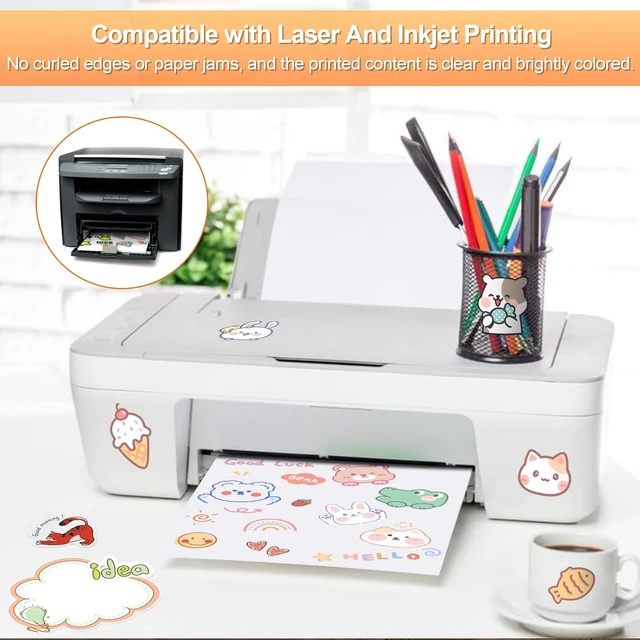Alt view image 2 of 7 - Matte Sticker Paper 40 Sheets Letter Size Full Sheet Labels for Inkjet and Laser Printers
