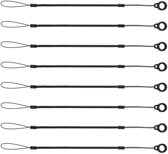 Main image of BOXOB 8Pcs Elastic Tether Lanyard, 9.8Inch Retractable Spring Coil Pen Leash Anti-Lose Stylus Cord for Drawing Pen Tablet (Black)