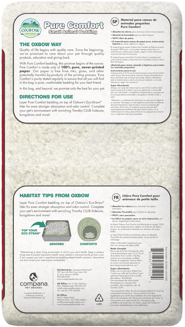 Alt view image 4 of 6 - Oxbow Small Animal Bedding 36L, Hamster, Guinea Pig, Rabbit, White, USA