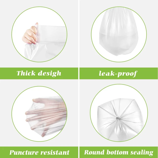 Alt view image 2 of 7 - Teivio 3Gallon Small Clear Unscented Trash Bags, 200Count