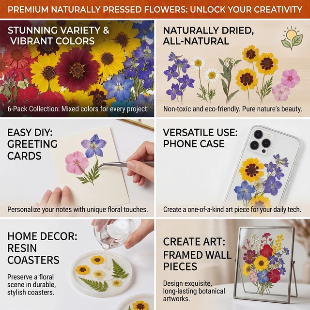 Alt view image 6 of 6 - 106pcs Natural Dried Flowers and Leaves for Resin