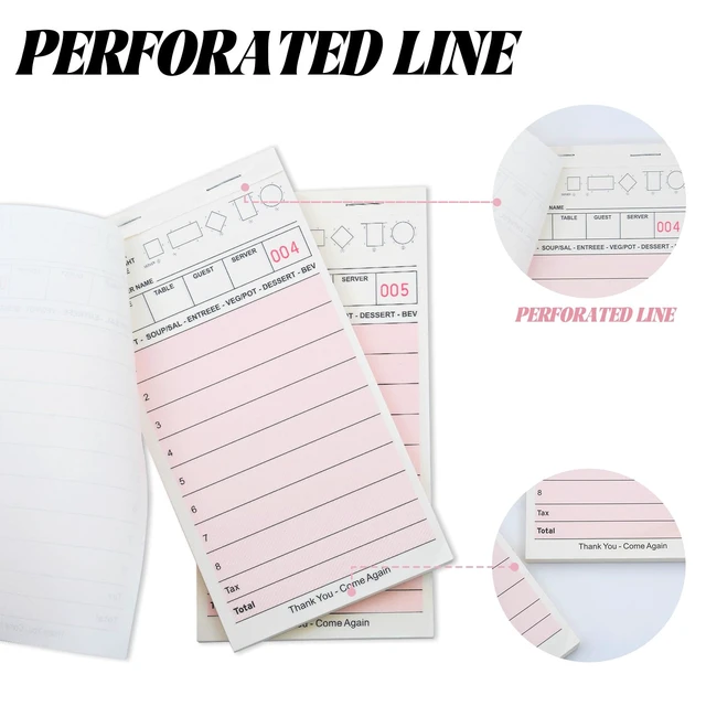 Alt view image 3 of 5 - Pink Guest Checks Books for Servers 6 Pack