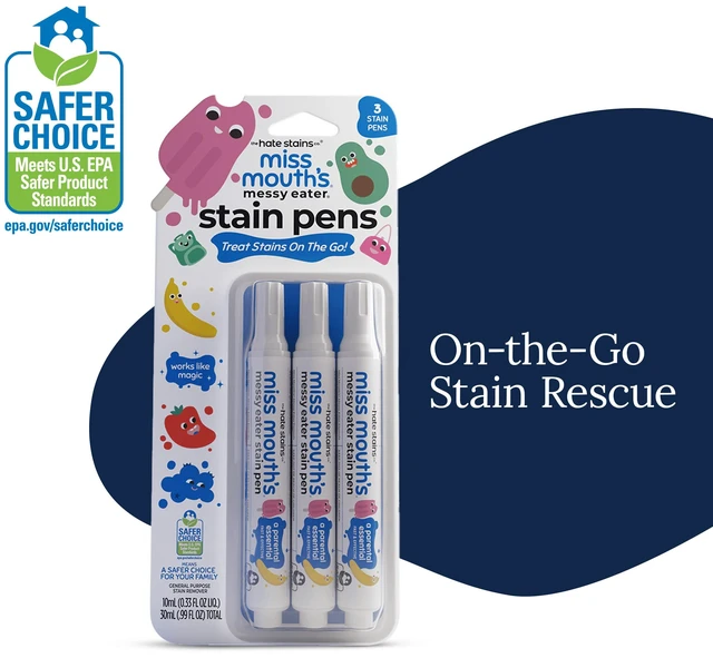 Main image of Miss Mouth's Messy Eater Stain Treater Pens, 3 Pack, Stain Remover for Food, Grease, Coffee & More, Gentle on Laundry, Fabric & Underwear for Baby & Kids