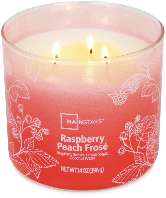 Main image of Mainstays 3-Wick Ombre Wrap Raspberry Peach Scented Candle, 14 oz