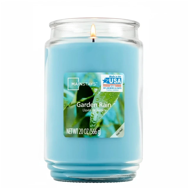 Main image of Mainstays Garden Rain 20oz Single-Wick Scented Glass Jar Candle