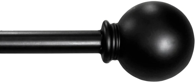Main image of Mainstays 1/2in Black Ball Adjustable Single Curtain Rod, 28-48in