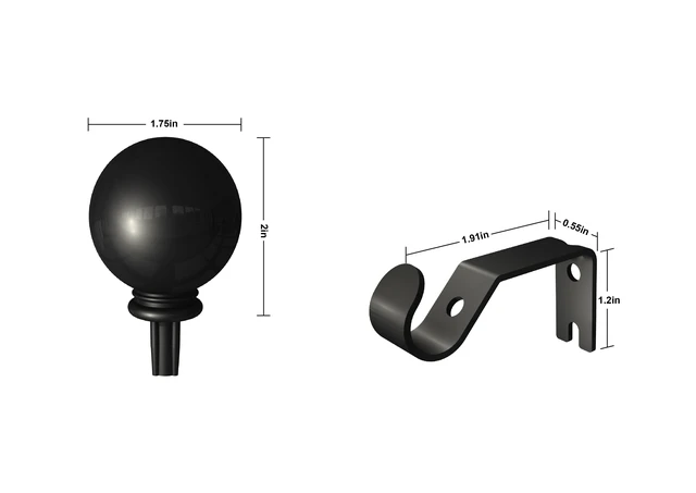 Alt view image 2 of 5 - Mainstays 1/2in Black Ball Adjustable Single Curtain Rod, 28-48in