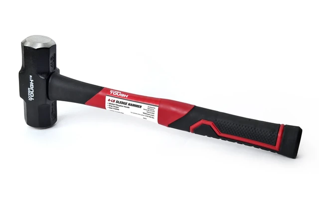 Alt view image 5 of 6 - Hyper Tough 4 lb Small Sledge Hammer, Double Injected Fiberglass Handle with Comfort Grip