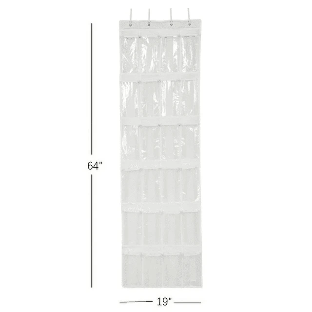 Alt view image 4 of 6 - Mainstays 24-Pocket Over-the-Door Shoe Organizer, Clear, Non-Woven Polypropylene, White