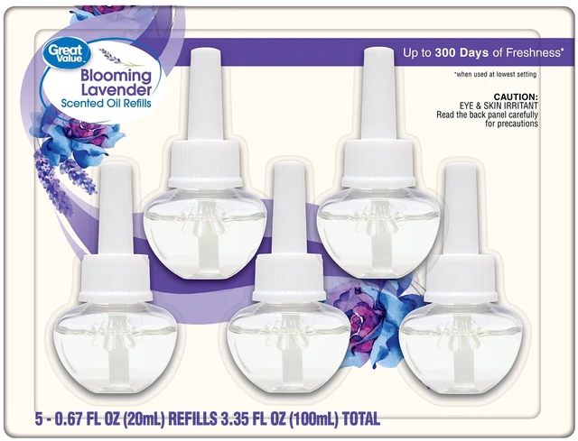 Main image of Great Value Blooming Lavender Plug-In Air Freshener Refills, 5 Count, 300 Days of Freshness