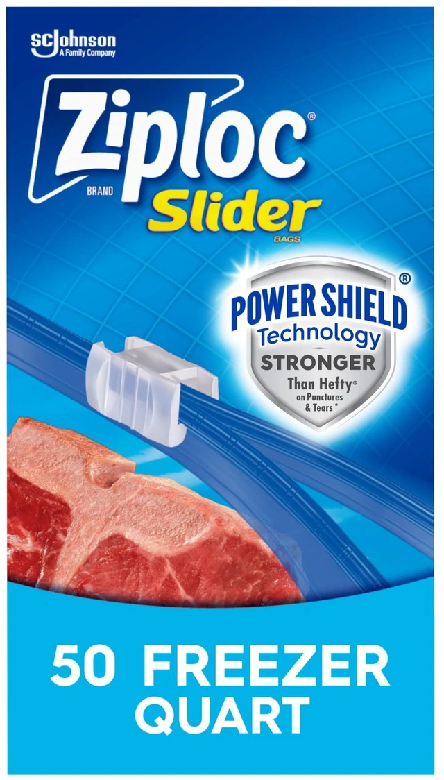 Main image of Ziploc Slider Freezer Bags with Power Shield Technology, Quart, 50Count