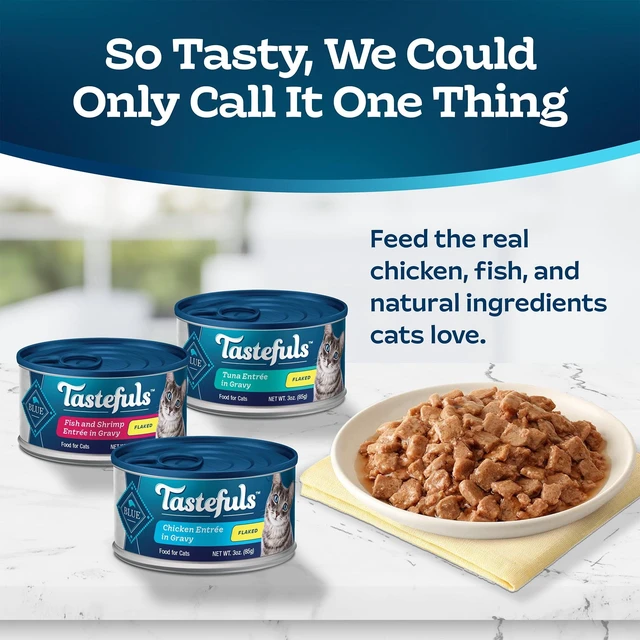 Alt view image 4 of 5 - Blue Buffalo Tastefuls 3-Flavor Variety Pack Flaked Wet Cat Food, 3oz (12ct, 4 of Each)