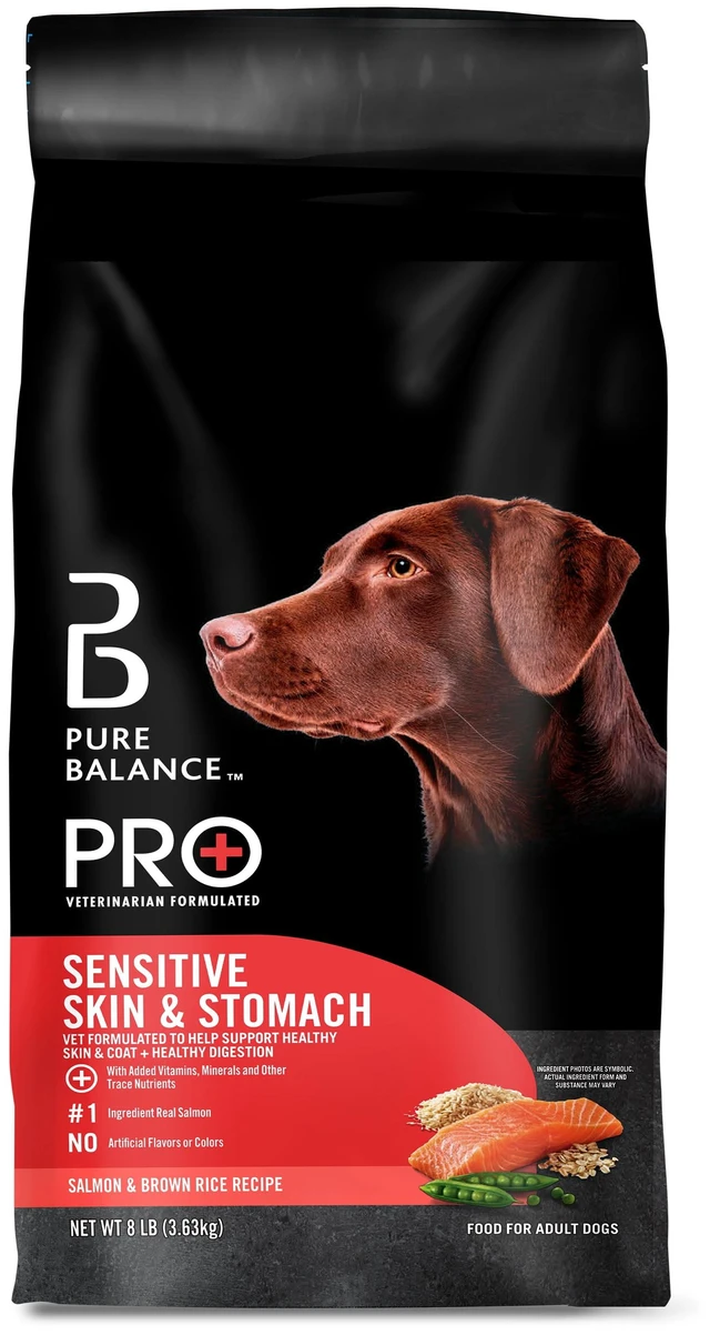 Main image of Pure Balance Pro+ Sensitive Skin and Stomach Salmon and Rice Recipe Dog Food, 8lb Bag