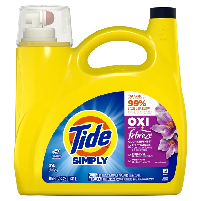 Alt view image 6 of 6 - Tide Simply Oxi Boost + Febreze Odor Defense, Sunny Breeze, 74 Loads, 105 fl oz