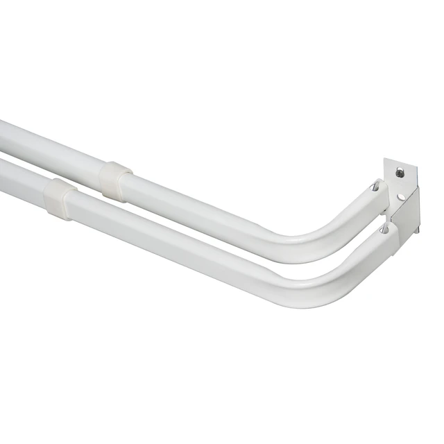 Alt view image 4 of 5 - Mainstays 2-3" Basic Metal Wrap around Adjustable Double Curtain Rod, 2-Pack, 28-48" Length, White Finish