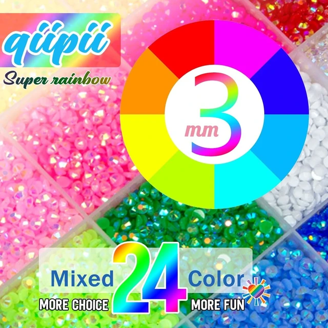 Alt view image 7 of 7 - Qiipii 24 Color Bedazzler Kit Full Grids 3mm Resin Rhinestones