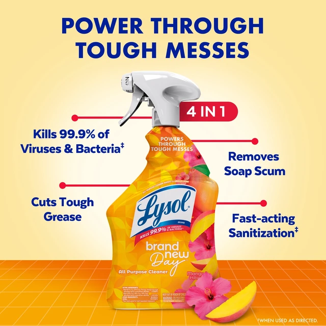 Alt view image 3 of 6 - Lysol Brand New Day All Purpose Cleaner, Mango & Hibiscus, Deep Clean, 32fl oz