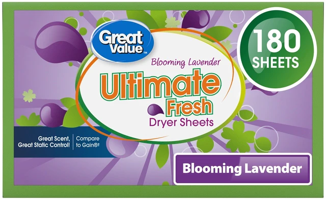 Main image of Great Value Ultimate Fresh Dryer Sheets, Blooming Lavender, 180 Count