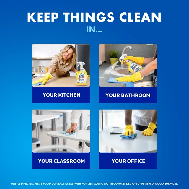 Alt view image 5 of 5 - Lysol All Purpose Cleaner Sanitizing and Disinfecting Spray, Lemon Breeze Scent, 32 oz, Bottle