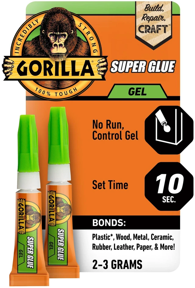 Main image of Gorilla Clear Super Glue Gel 3g, 2 Count Mini Tubes