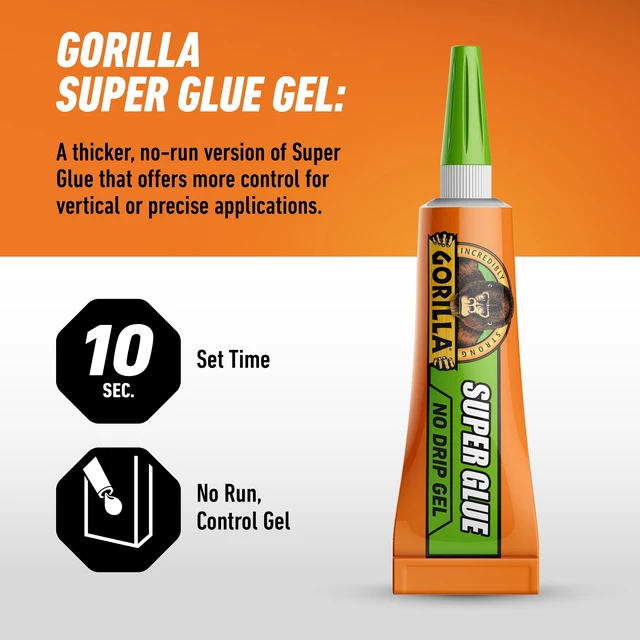 Alt view image 4 of 5 - Gorilla Clear Super Glue Gel 3g, 2 Count Mini Tubes