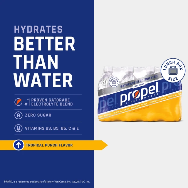 Alt view image 2 of 6 - Propel Electrolyte Enhanced Water Sports Drink, Tropical Punch, 12 fl oz, 8 Count