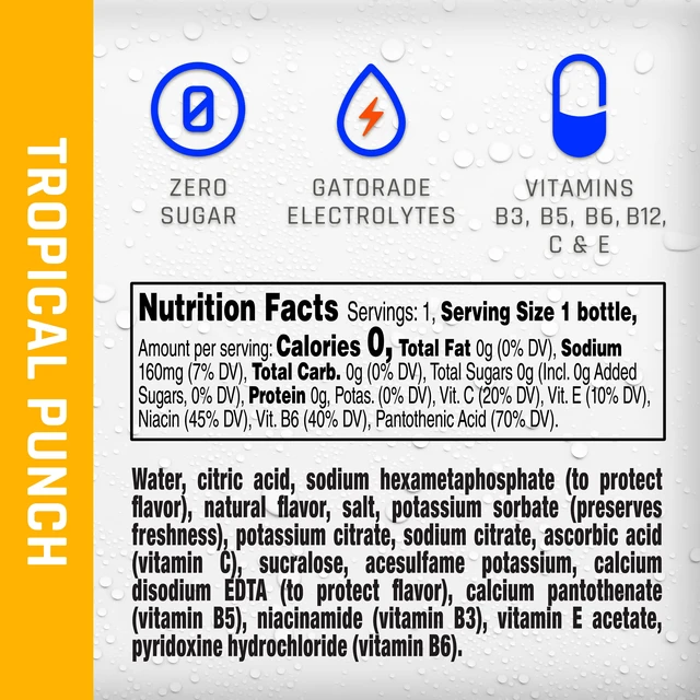 Alt view image 5 of 6 - Propel Electrolyte Enhanced Water Sports Drink, Tropical Punch, 12 fl oz, 8 Count