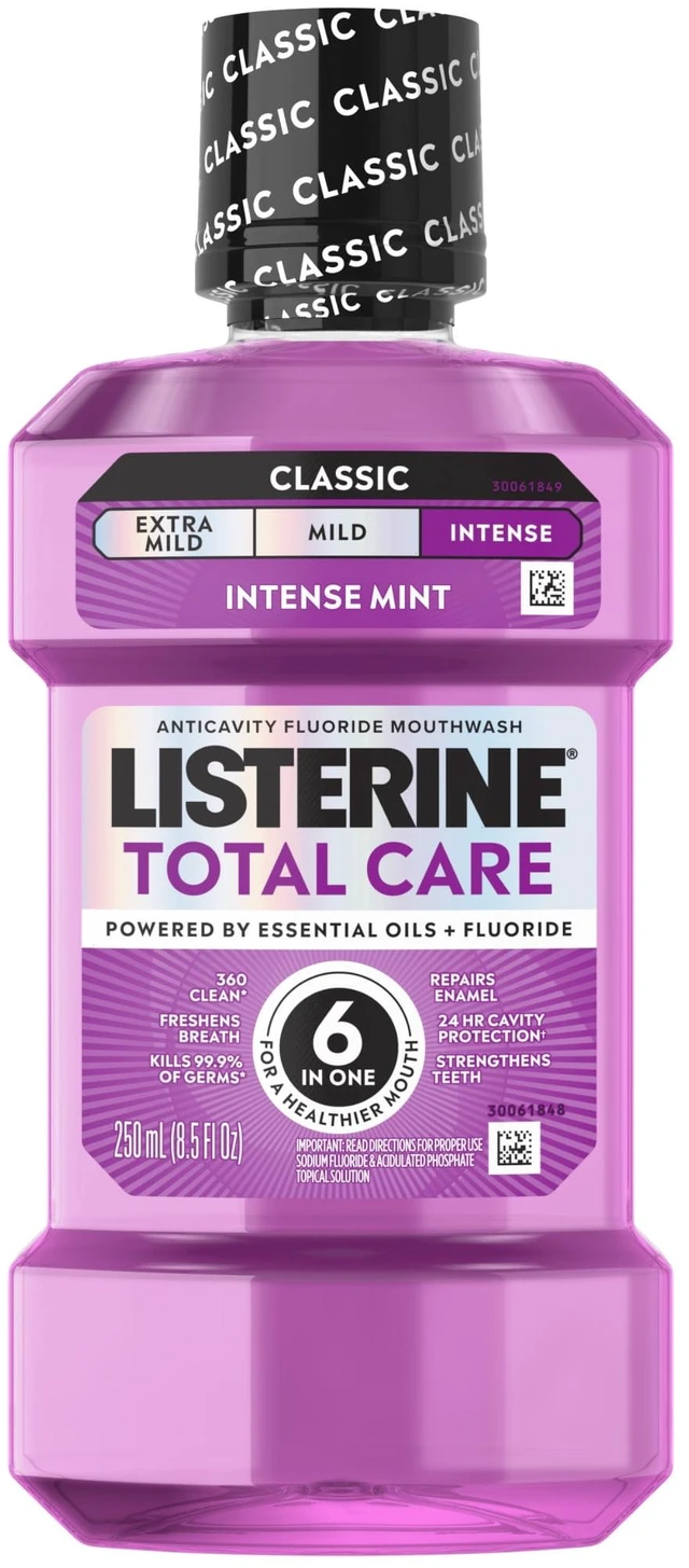 Main image of Listerine Total Care Anticavity Fluoride Mouthwash, Intense Mint, 8.5fl oz/250mL