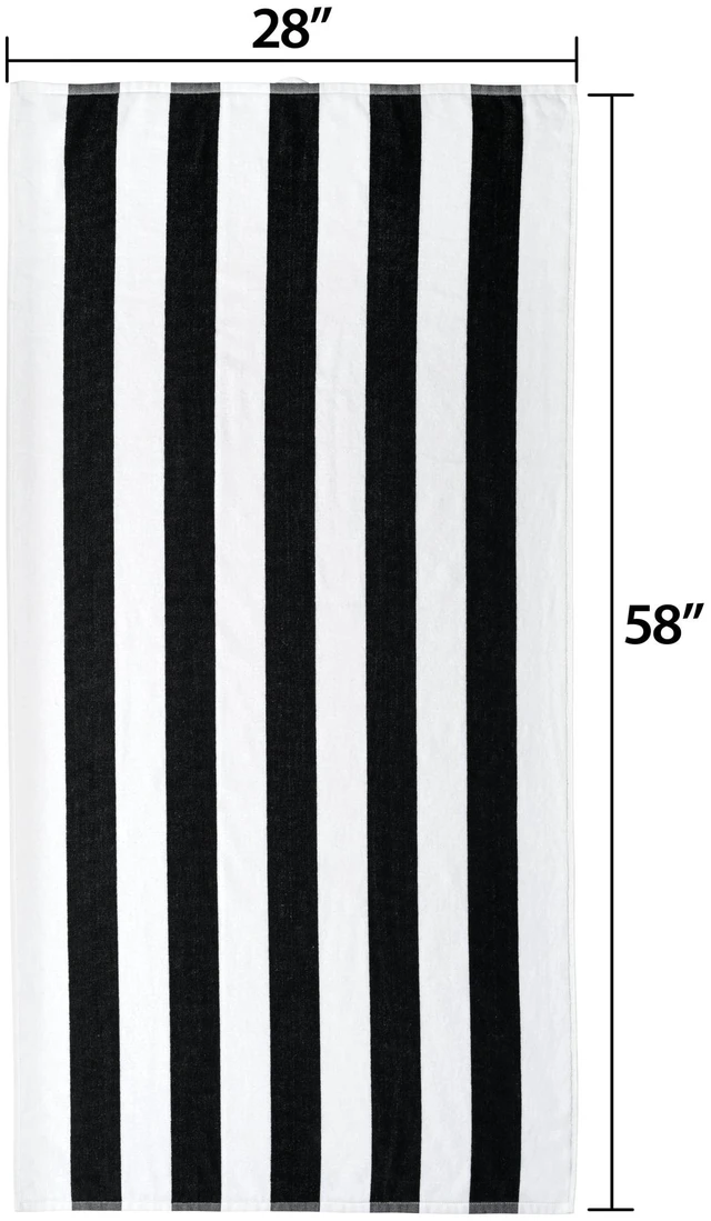 Alt view image 2 of 4 - Mainstays Cabana Stripe Beach Towel, 58in x 28in, Black